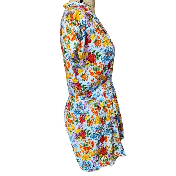 Vintage 80’s Blue Cabana Floral Romper Size Small - Picture 4 of 10